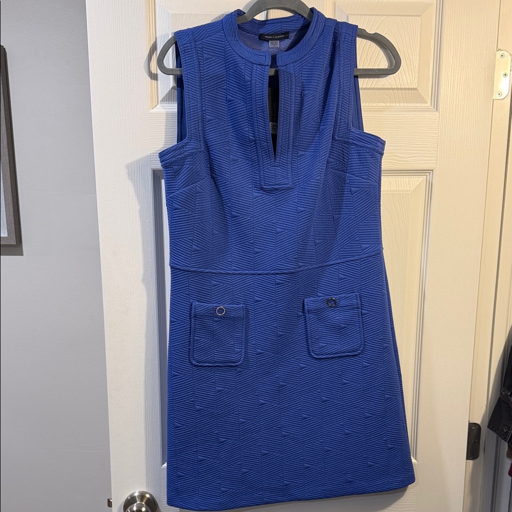 Tommy Hilfiger Royal Blue Textured Mini Dress